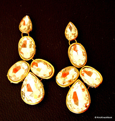 1 x Crystal Applique, Crystal Cabochon, Gold Applique - 140316A3